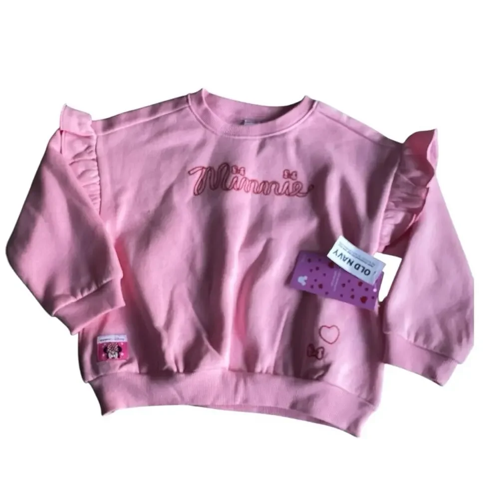 Old Navy Toddler Girl Pink Minnie Ruffle Sweatshirt Sz 3T